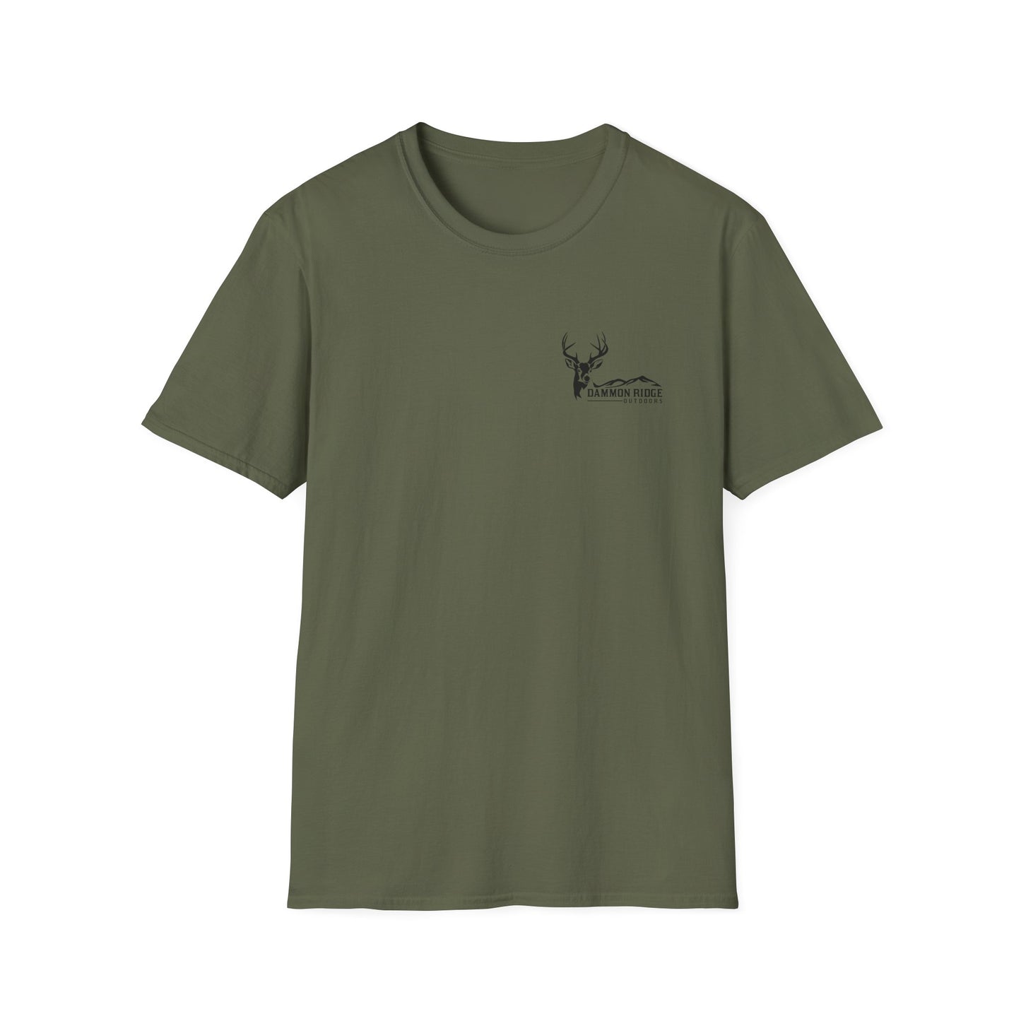 Dammon Ridge Outdoors Drone Recovery t-shirt in military green with deer logo