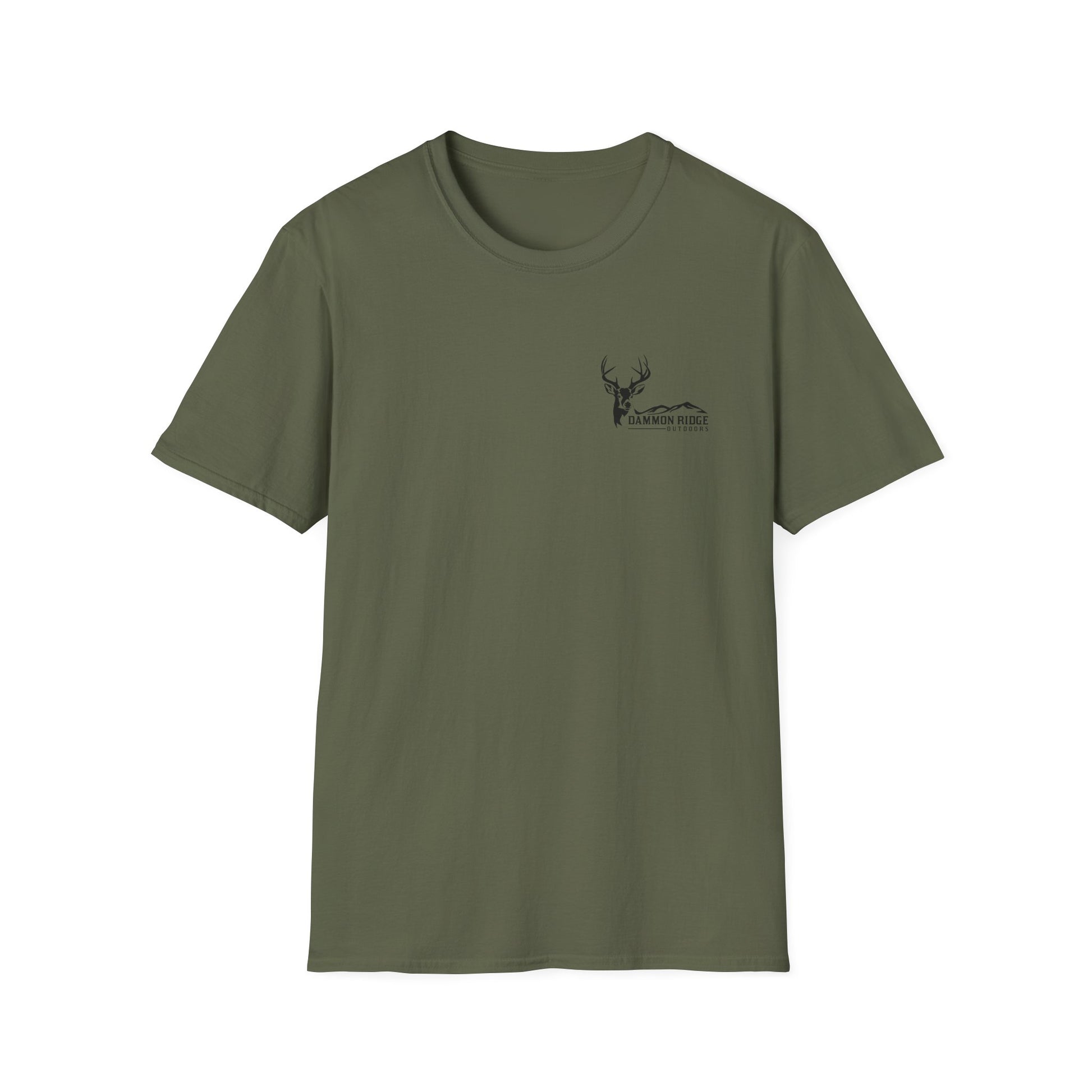 Dammon Ridge Outdoors Drone Recovery t-shirt in military green with deer logo